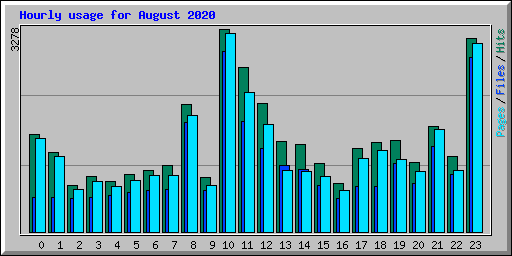 Hourly usage for August 2020